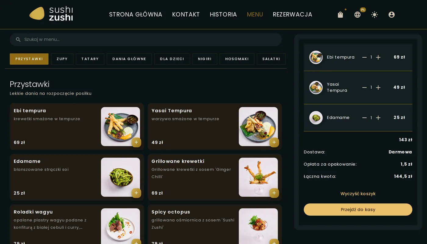 Menu i koszyk — zamówienie bez prowizji