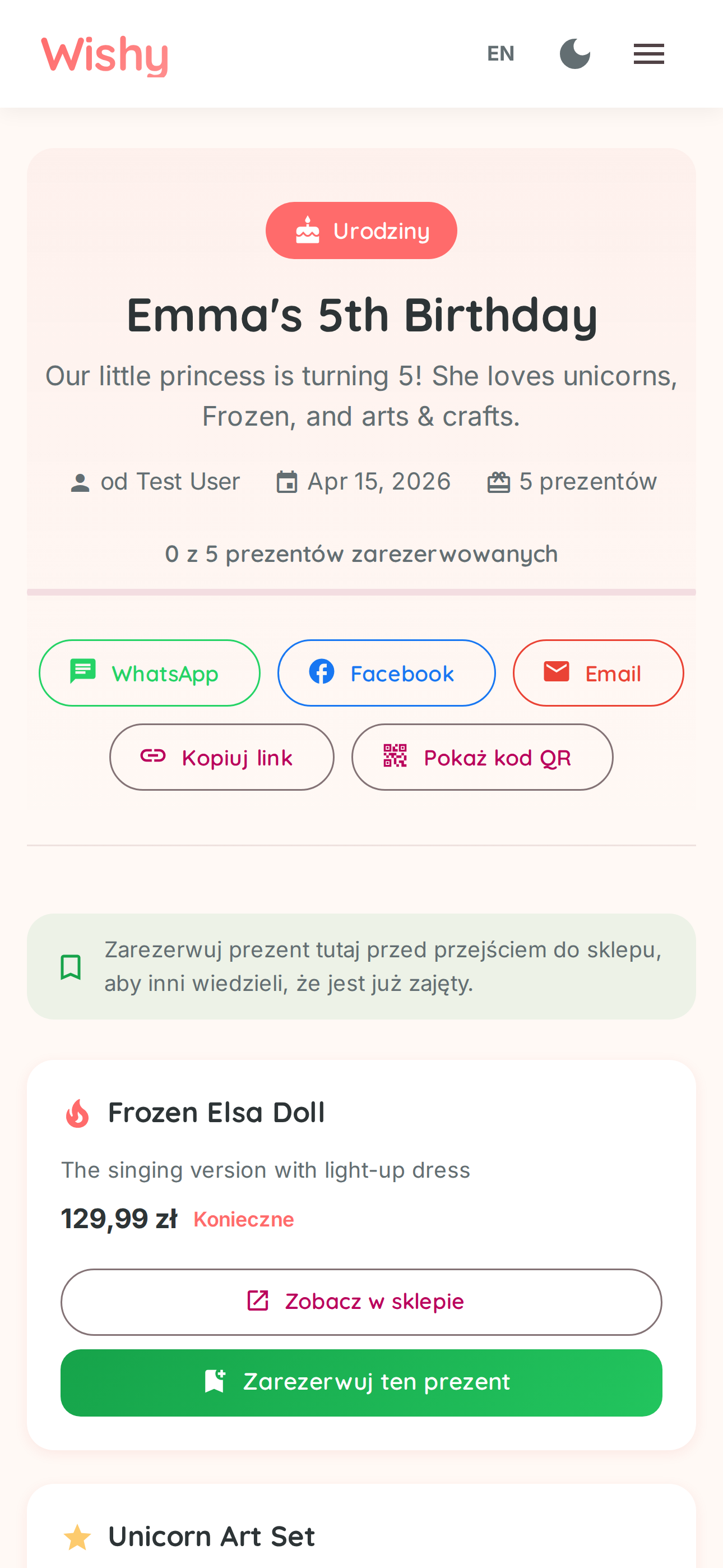 Wishy — mobile