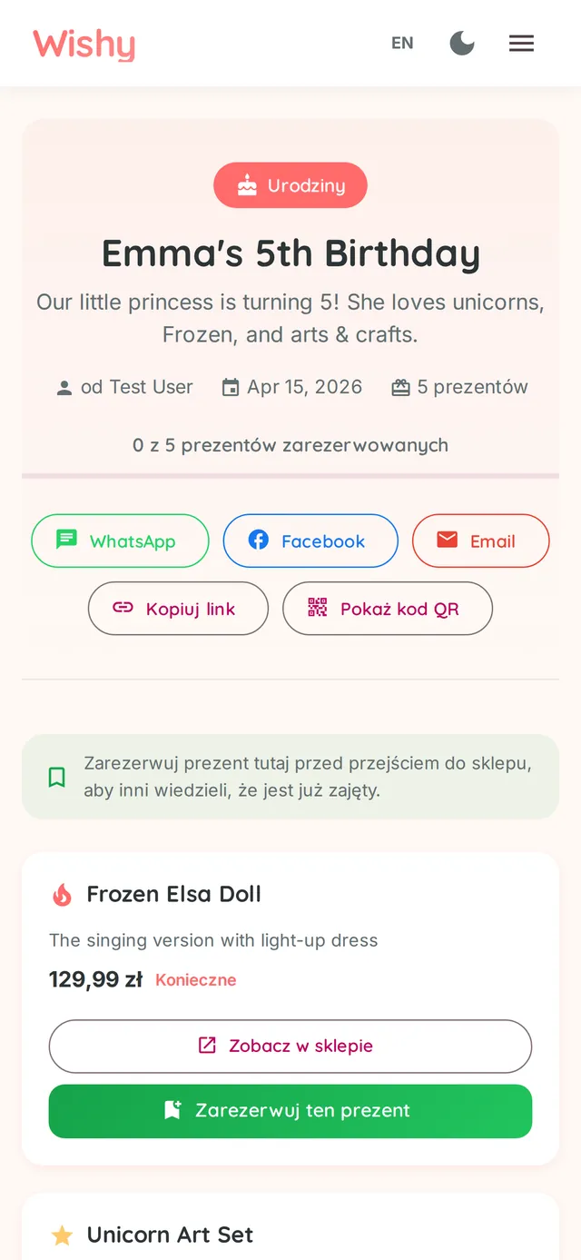 Wishy — mobile